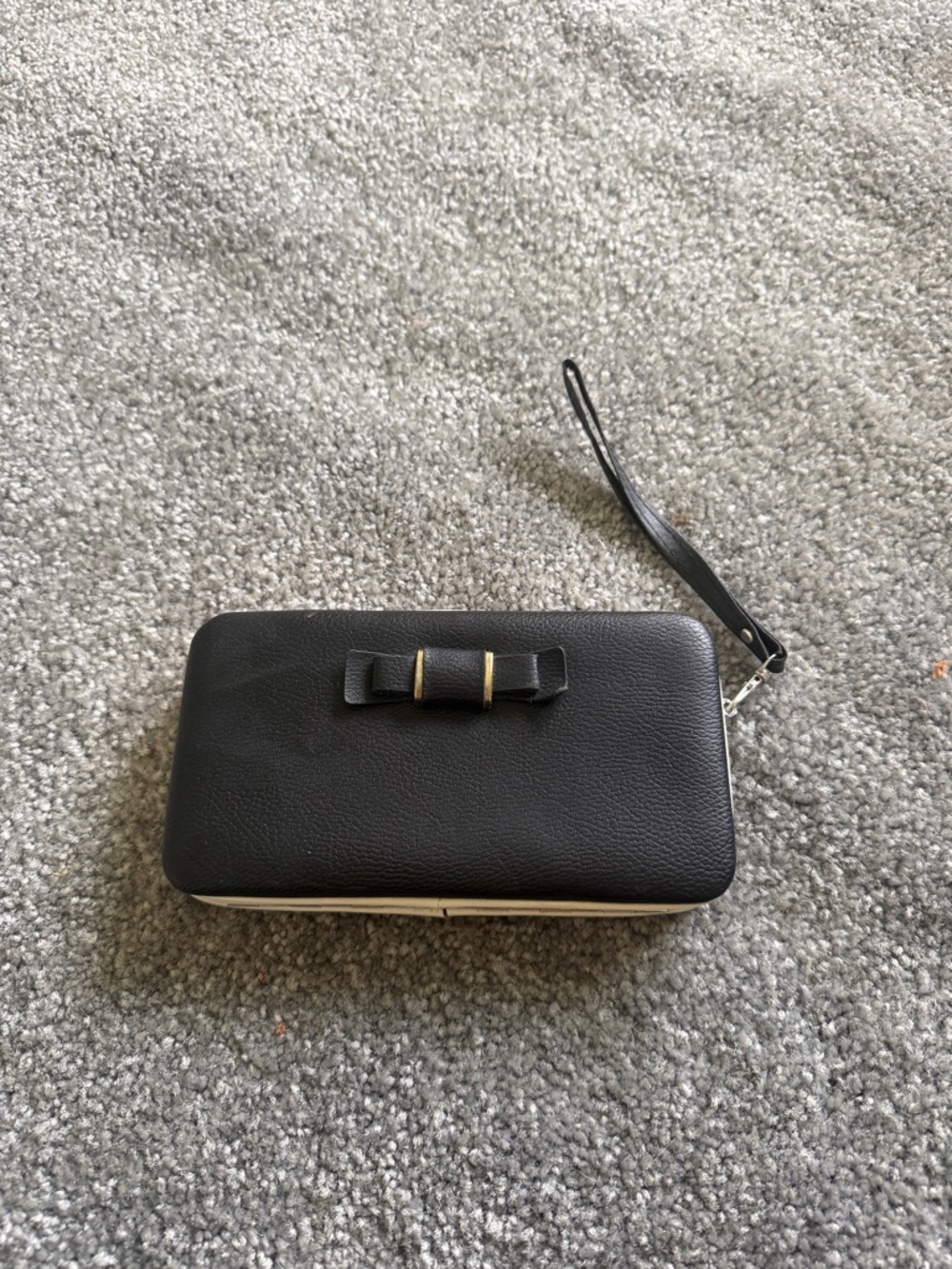 Black Bow Accent Wristlet Clutch